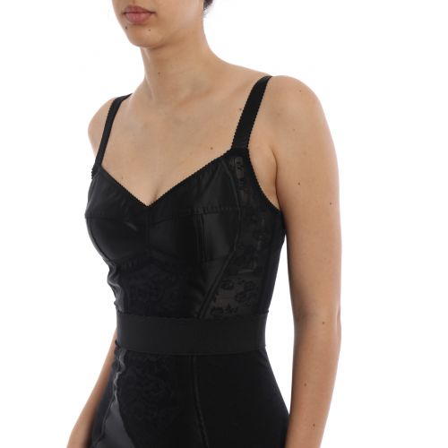  Dolce & Gabbana Satin and lace fitted corset dress