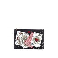 Dolce & Gabbana Playing card print leather pouch