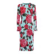 Dolce & Gabbana Macro rose print cady sheath dress