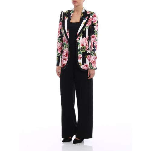  Dolce & Gabbana Silk blend roses print blazer