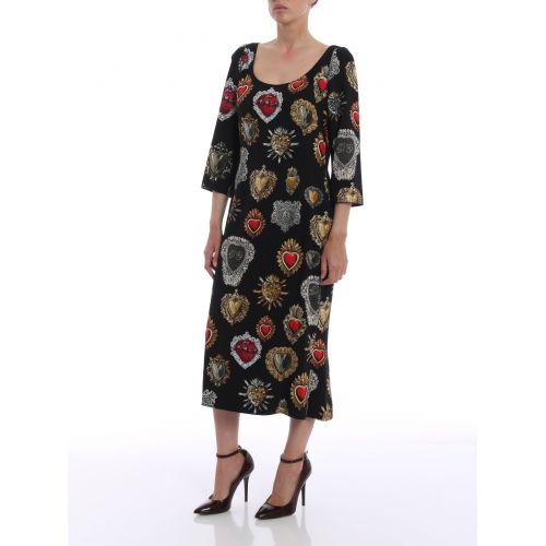  Dolce & Gabbana Sacred heart print crepe dress