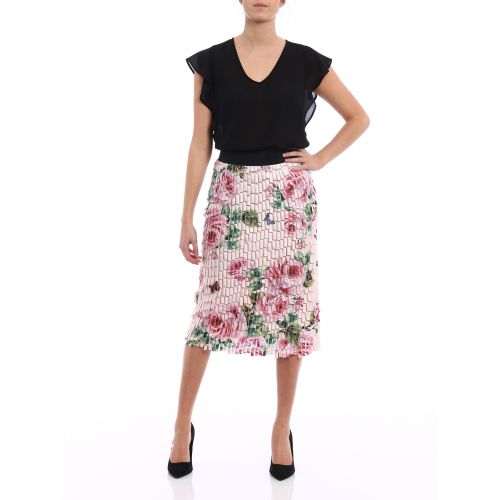 Dolce & Gabbana Roses pattern collage effect skirt