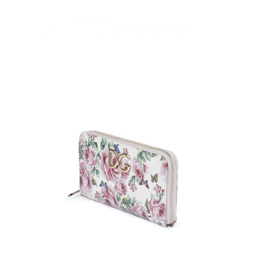  Dolce & Gabbana Rose print Dauphine leather wallet