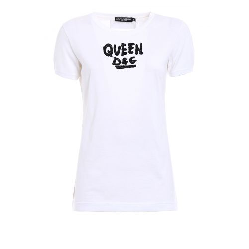  Dolce & Gabbana Queen hand embroidered white Tee