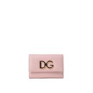 Dolce & Gabbana French flap pink leather wallet