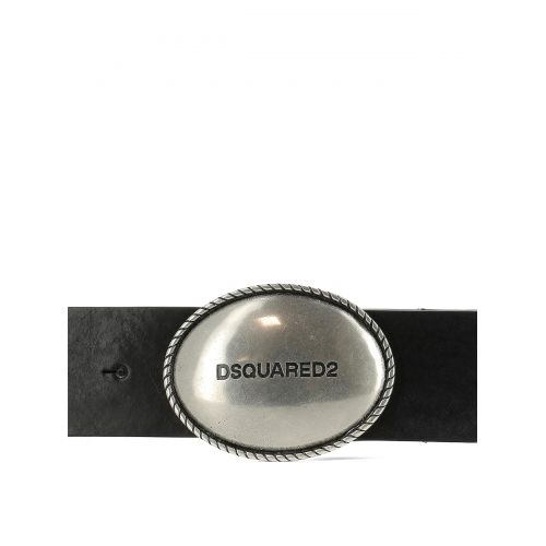  Dsquared2 Logo plaque black leather belt
