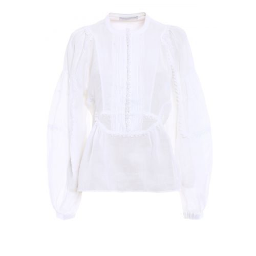  Ermanno Scervino Wide puff sleeve ramie blouse