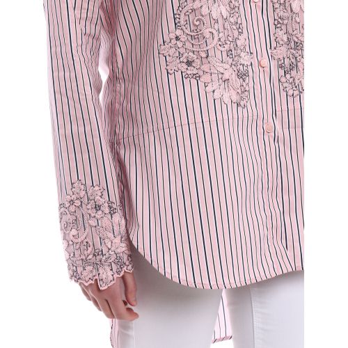  Ermanno Scervino Embroidered striped long shirt