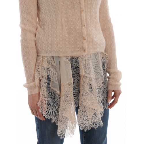  Ermanno Scervino Nude cardigan with silk and laces