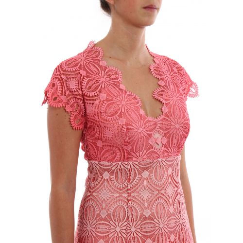  Ermanno Scervino Pink macrame lace sleeveless dress