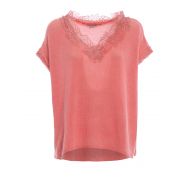 Ermanno Scervino Pink cashmere and lace sweater