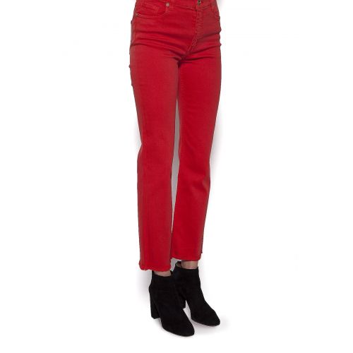  Etro Red stretch cotton crop jeans