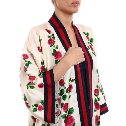 구찌 Gucci Printed silk open front kimono