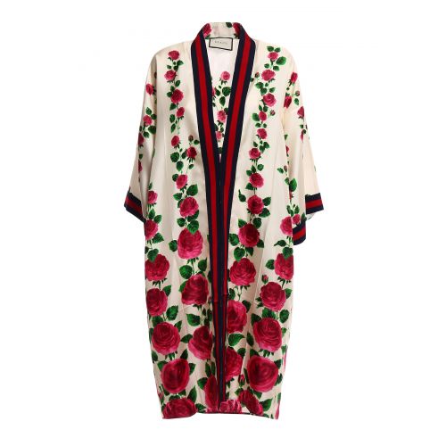 구찌 Gucci Printed silk open front kimono