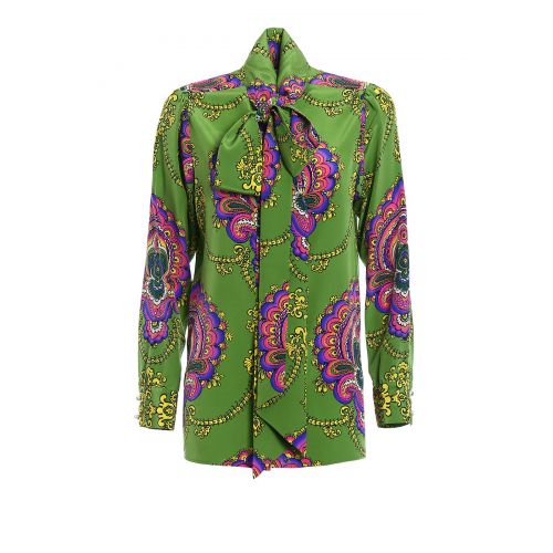 구찌 Gucci 70s graphic print silk shirt