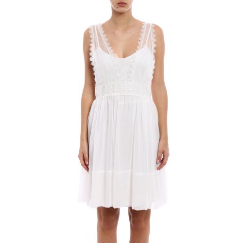  Alberta Ferretti Silk and lace sleeveless dress
