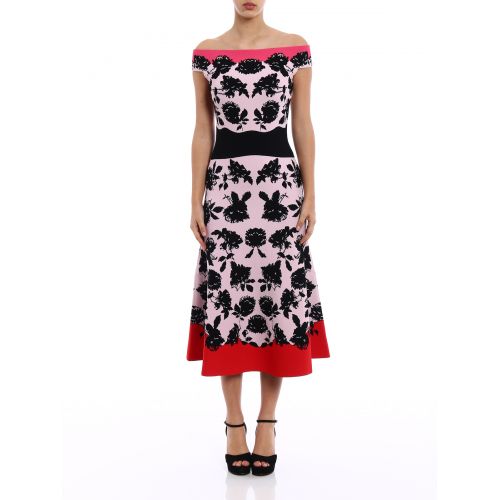  Alexander Mcqueen Rose pattern jacquard dress
