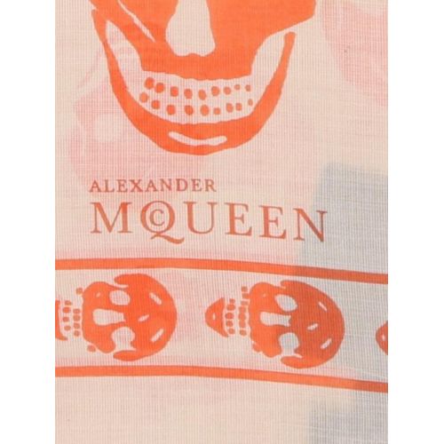  Alexander Mcqueen Silk blend orange Skull print scarf