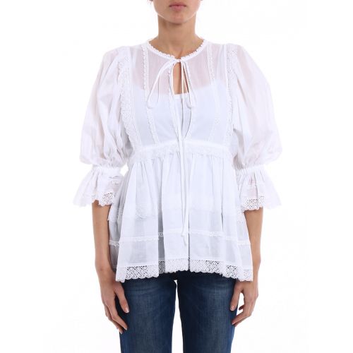  Dolce & Gabbana Lace trim batista cotton blouse