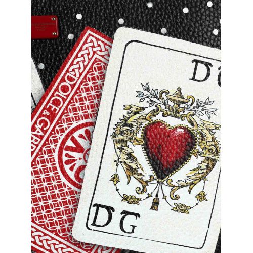  Dolce & Gabbana Playing card print leather pouch
