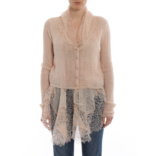  Ermanno Scervino Nude cardigan with silk and laces