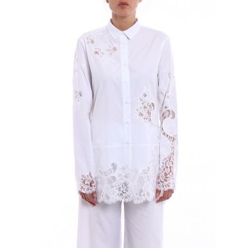  Ermanno Scervino Lace detailed white cotton shirt