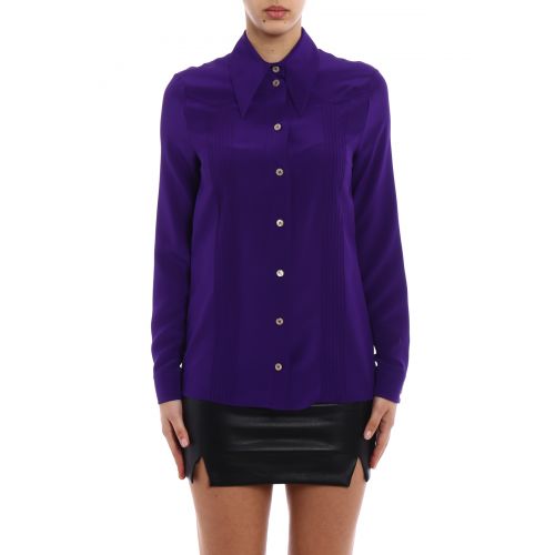 구찌 Gucci Purple silk crepe de chine shirt