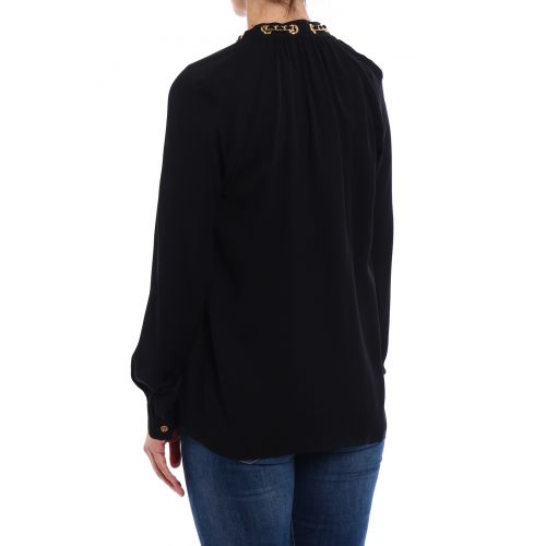 마이클 코어스 Michael Kors Chain detailed black silk blouse