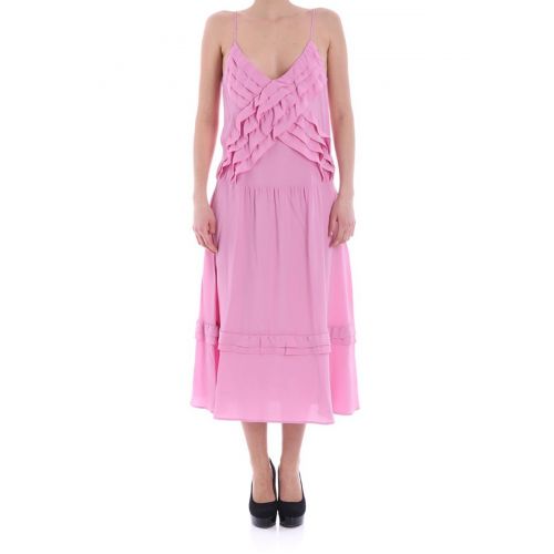  N°21 Ruched pink crepe de chine dress