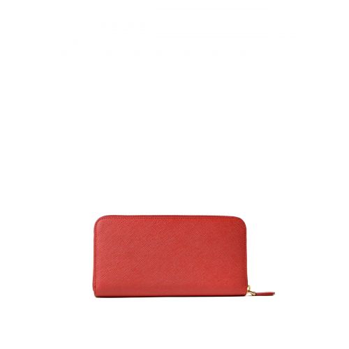 프라다 Prada Red saffiano zip-around wallet