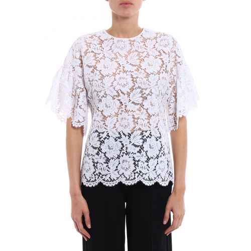  Valentino Flounced sleeves lace blouse