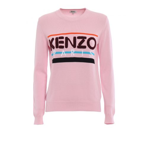 겐조 Kenzo Terrycloth logo pink cotton sweater