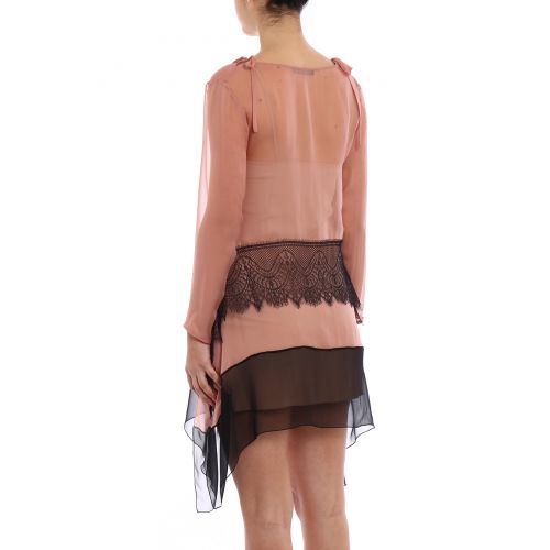  Alberta Ferretti Lace detailed silk chiffon dress