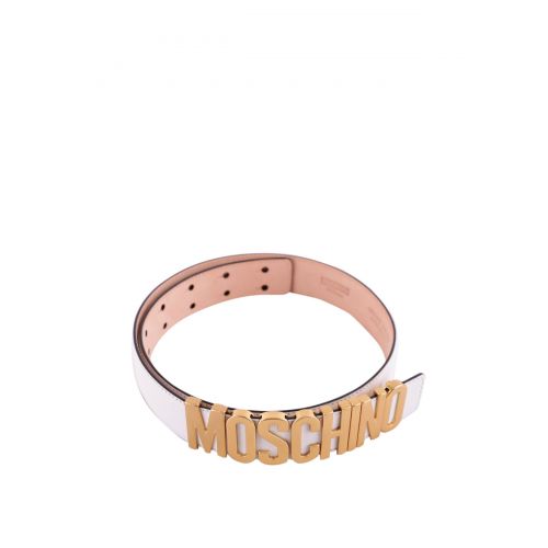  Moschino Gold-tone maxi logo detailed belt