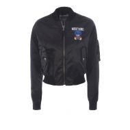 Moschino Satin cropped bomber with patches