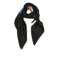 Moschino Transformers print black silk shawl