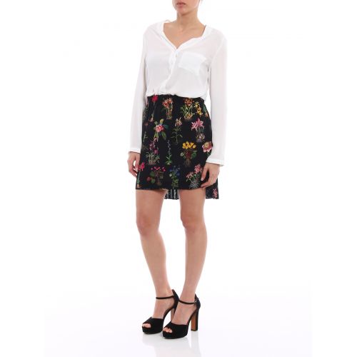  N°21 Pleated back floral silk mini skirt