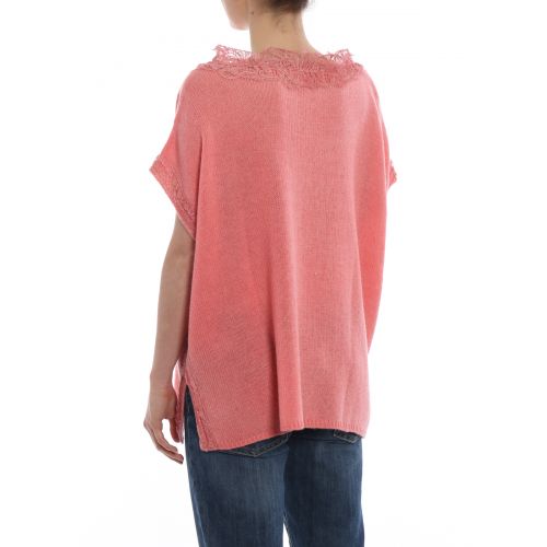  Ermanno Scervino Pink cashmere and lace sweater
