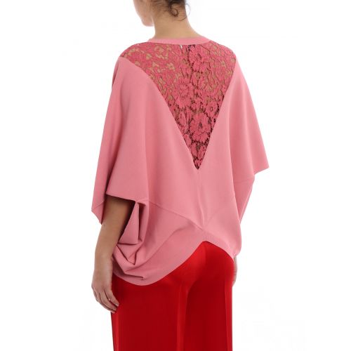  Valentino Pink jersey and lace poncho-blouse