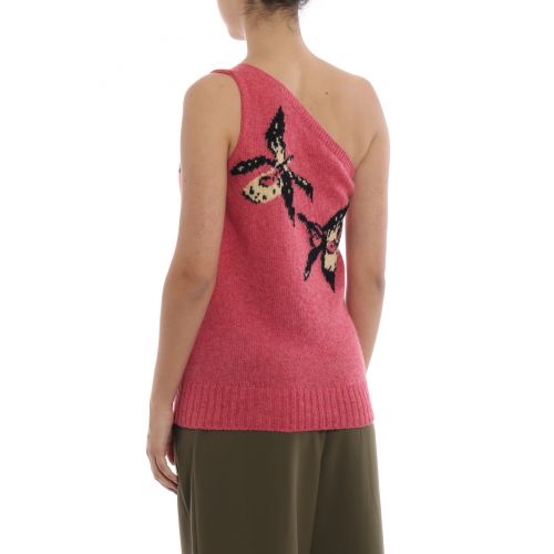 프라다 Prada Pink shetland wool intarsia sweater