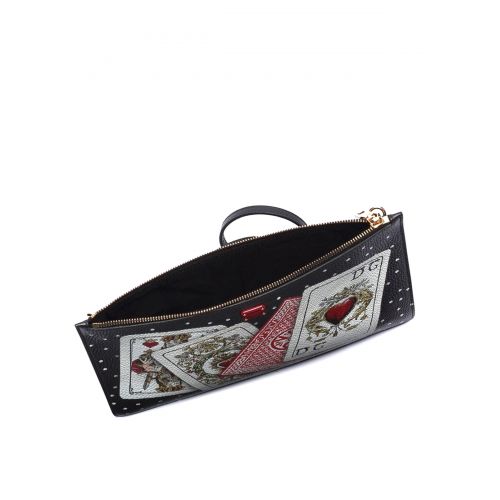  Dolce & Gabbana Playing card print leather pouch