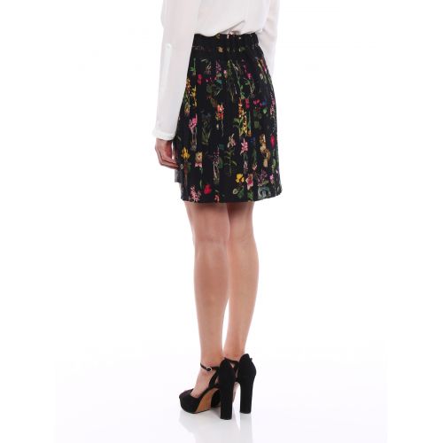  N°21 Pleated back floral silk mini skirt