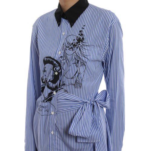 프라다 Prada Striped comic print shirt dress