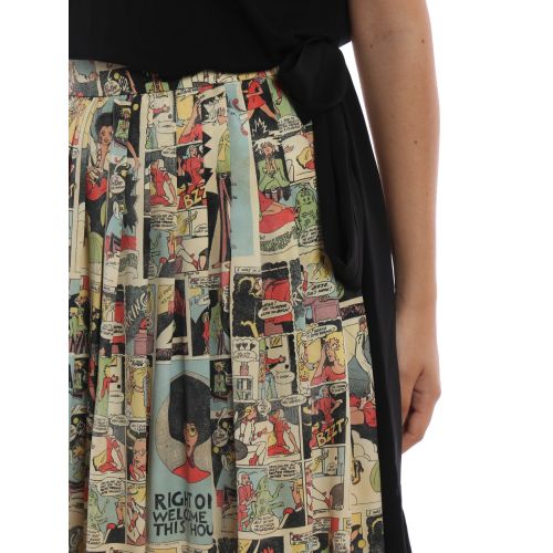 프라다 Prada Vintage Comics pleated silk skirt