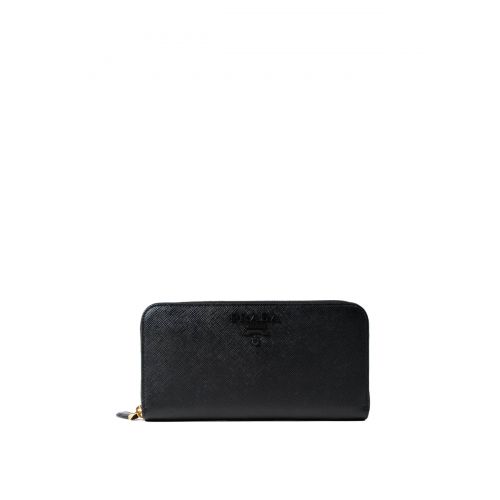 프라다 Prada Black saffiano zip-around wallet
