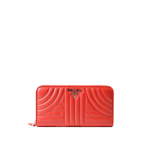 프라다 Prada Diagramme red zip around wallet