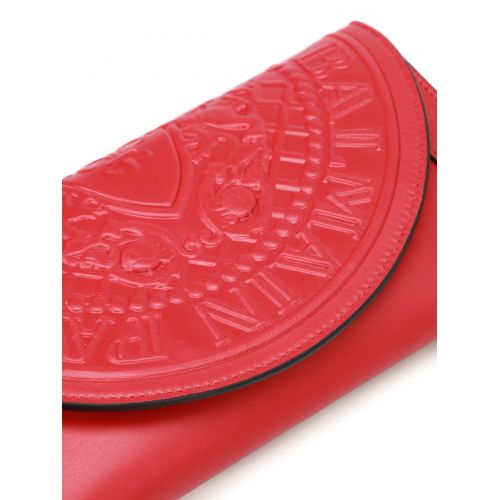 발망 Balmain Red calfskin wallet clutch