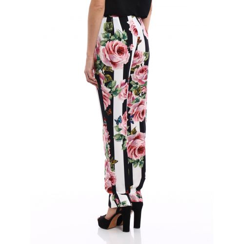  Dolce & Gabbana Rose print crepe formal trousers