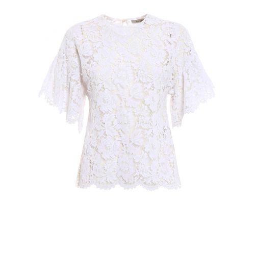  Valentino Flounced sleeves lace blouse
