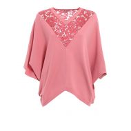 Valentino Pink jersey and lace poncho-blouse